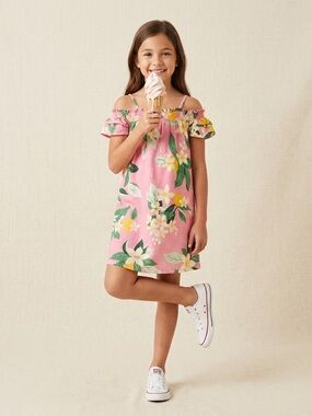 Old Navy Pink Floral Off-Shoulder Shift Dress